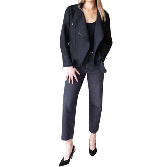 NEW EMERSON FRY linen moto jacket in black - Picture 1 of 1
